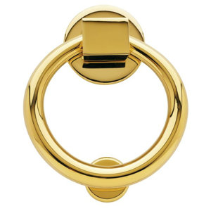 Baldwin 0195033 Ring Door Knocker, Vintage Brass, Knockers - Canada